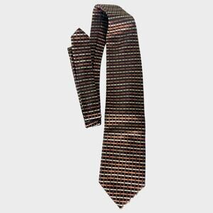 Henry Jacobson Vintage Mens Neck Tie Yellow Blue Stripe Brown Gold Check